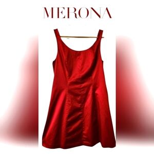 MERONA Pink Fuchsia Satin Evening Wedding Holiday Prom Derby Dress -Womens 16